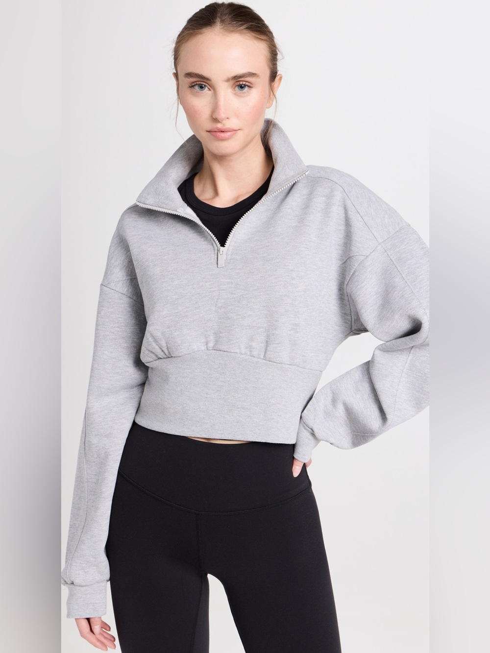 ALO Yoga Vixen Fleece 1/4 Zip Sweatshirt Athletic Heather Grey
